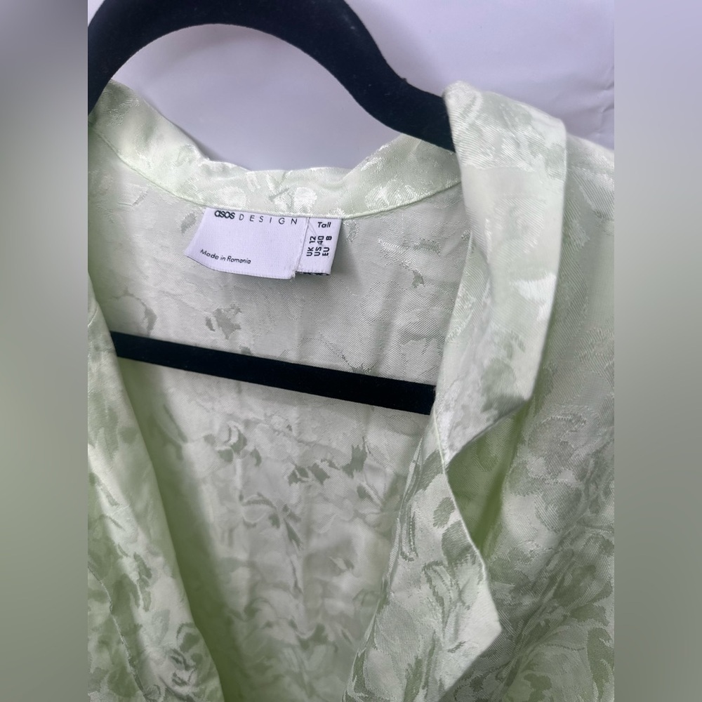 Asos Design Light Green Soft Floral Jacquard Suit 2Piece Coord Matching Set sz8 - Picture 6 of 14